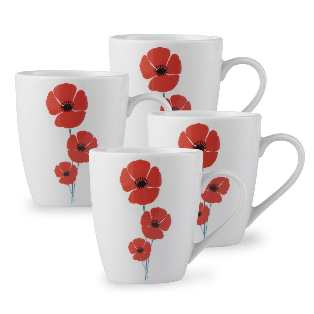lewis's Lewis's Mug Pack Set of 4 - Poppy
