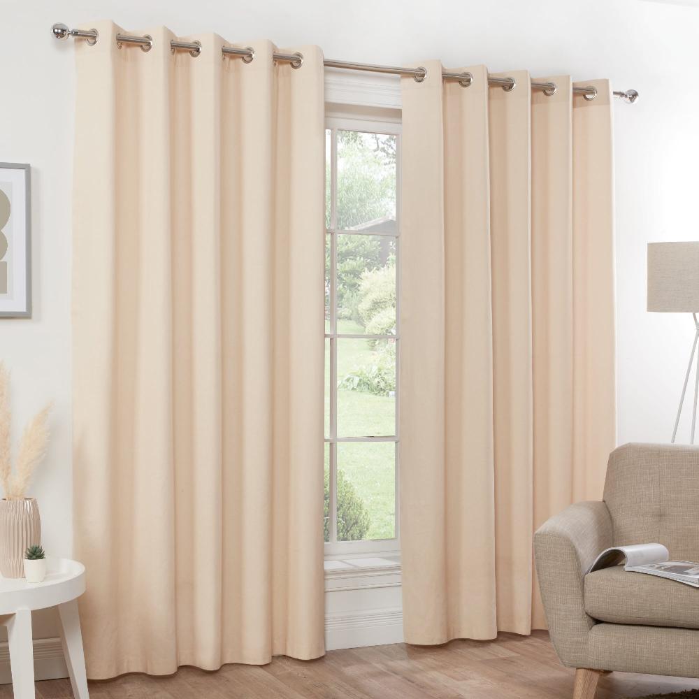 lewis's Naples Pure Cotton Eyelet Curtains - Natural