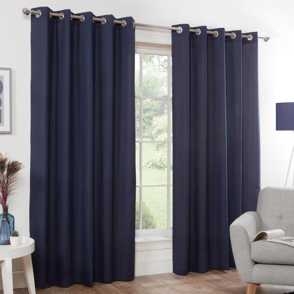 lewis's Naples Pure Cotton Eyelet Curtains - Navy