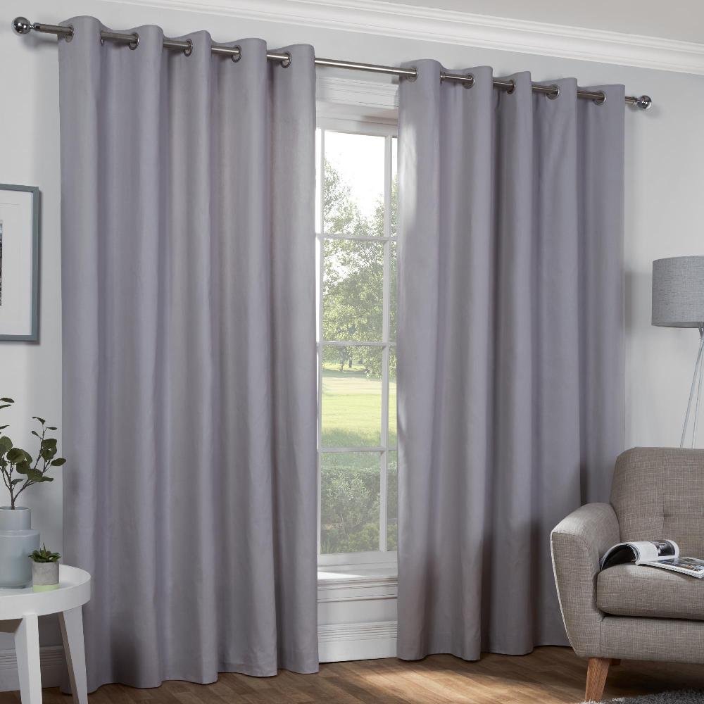 lewis's Naples Pure Cotton Eyelet Curtains - Silver