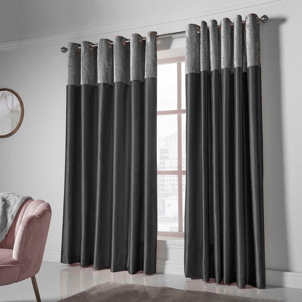 Lewis's Olivia Velvet Top Eyelet Curtains - Black