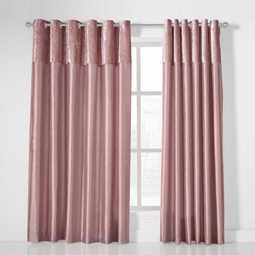 Lewis's Olivia Velvet Top Eyelet Curtains - Blush
