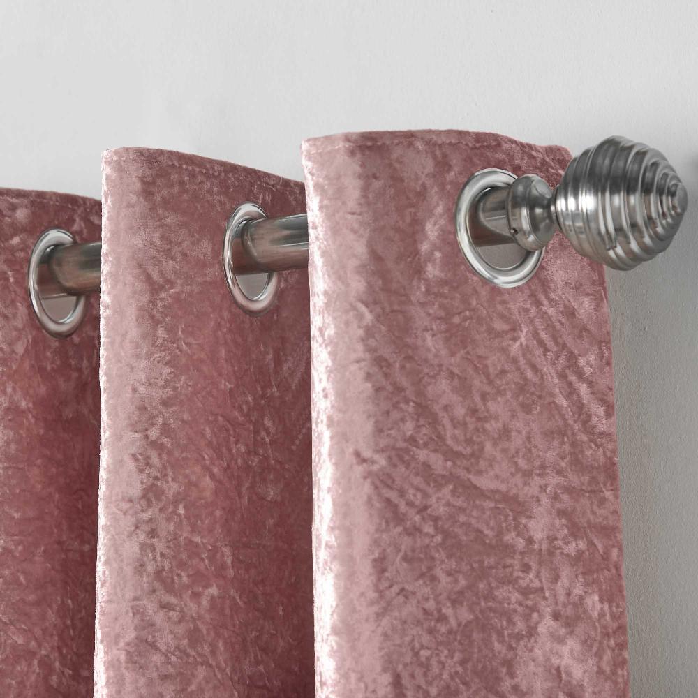 Lewis's Olivia Velvet Top Eyelet Curtains - Blush