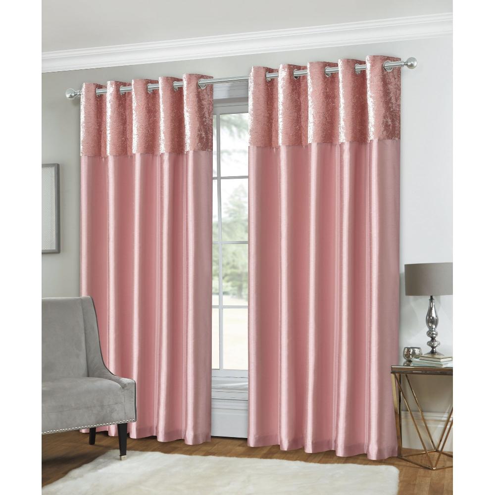 lewis's Olivia Velvet Top Eyelet Curtains - Blush