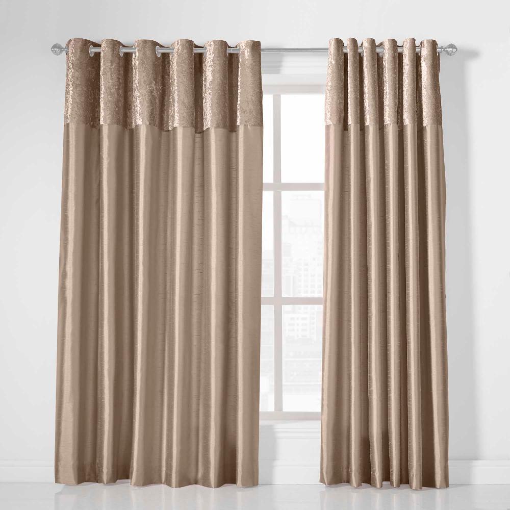 Lewis's Olivia Velvet Top Eyelet Curtains - Mink