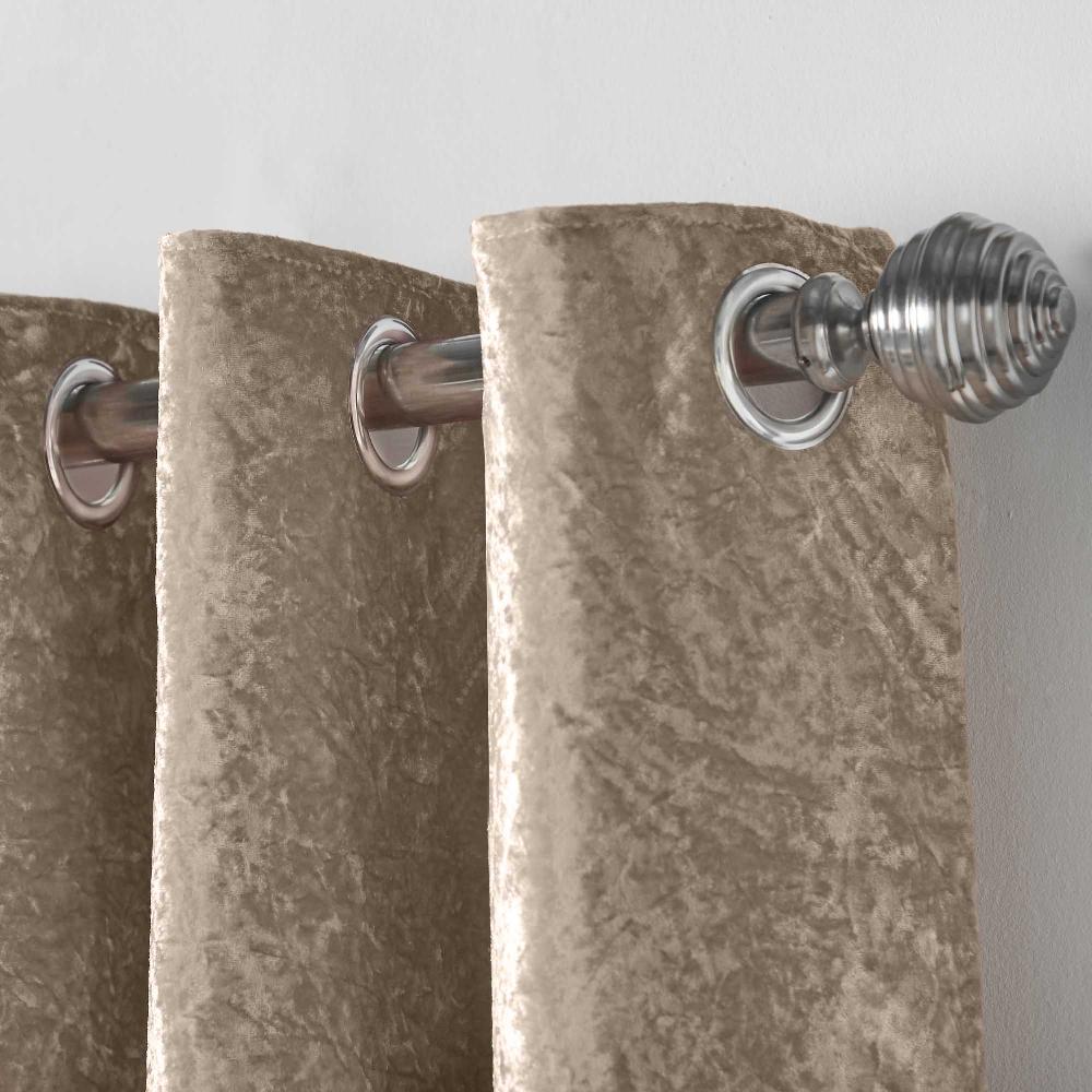 Lewis's Olivia Velvet Top Eyelet Curtains - Mink