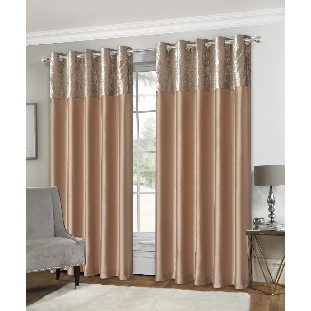lewis's Olivia Velvet Top Eyelet Curtains - Mink