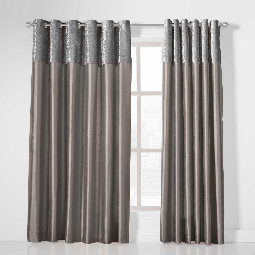 Lewis's Olivia Velvet Top Eyelet Curtains - Silver