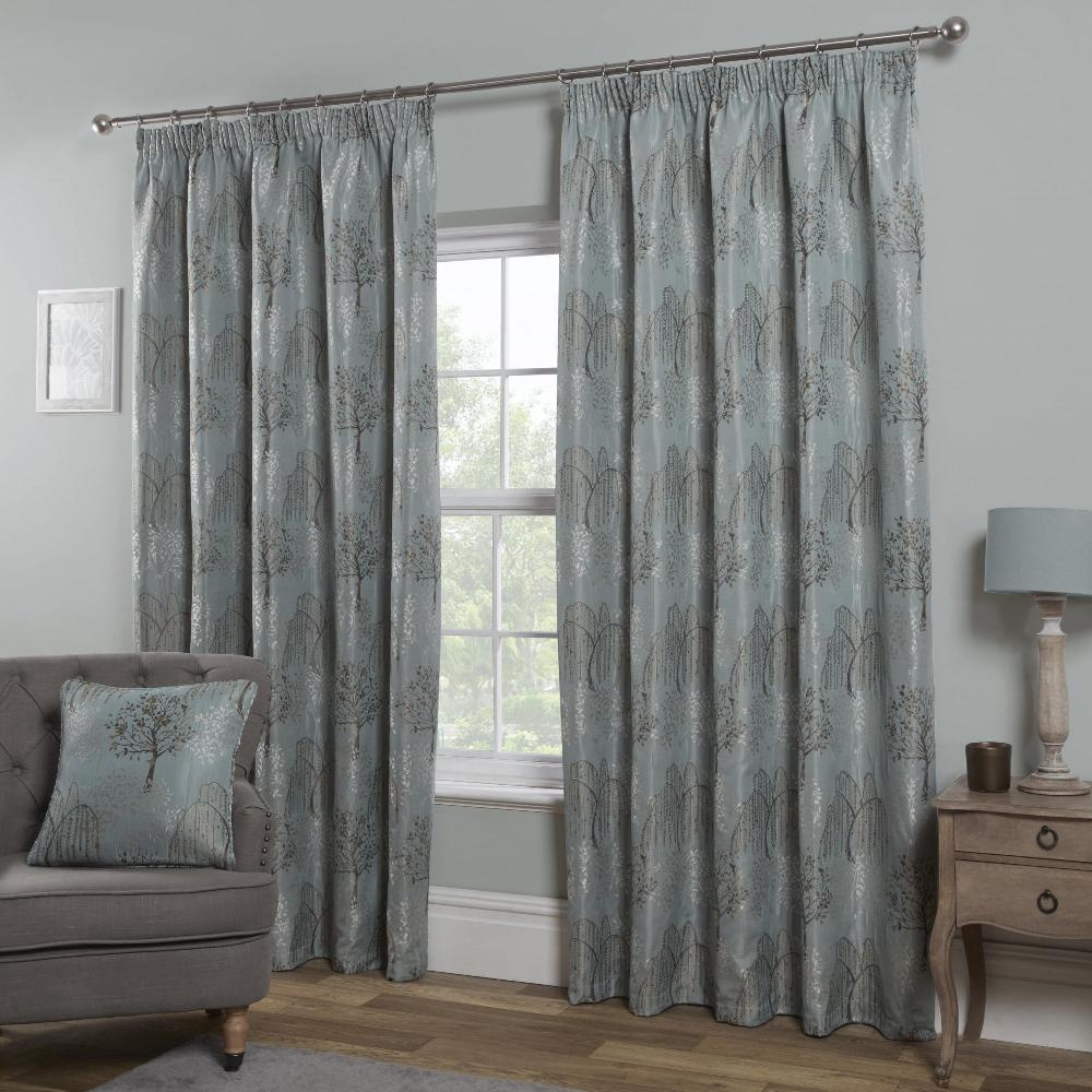 lewis's Orchard 3 Tape Patterned Curtains - Duck Egg