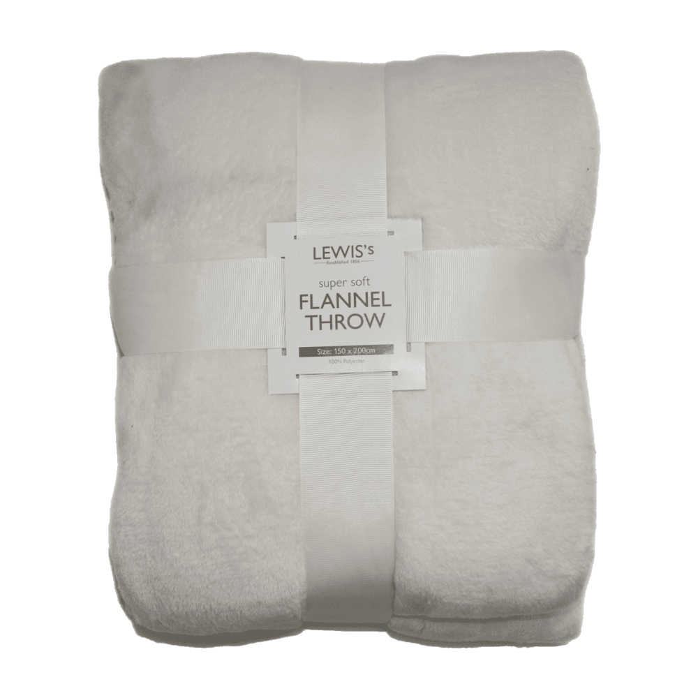 lewis's Plain Super Soft Flannel Throw - Cream