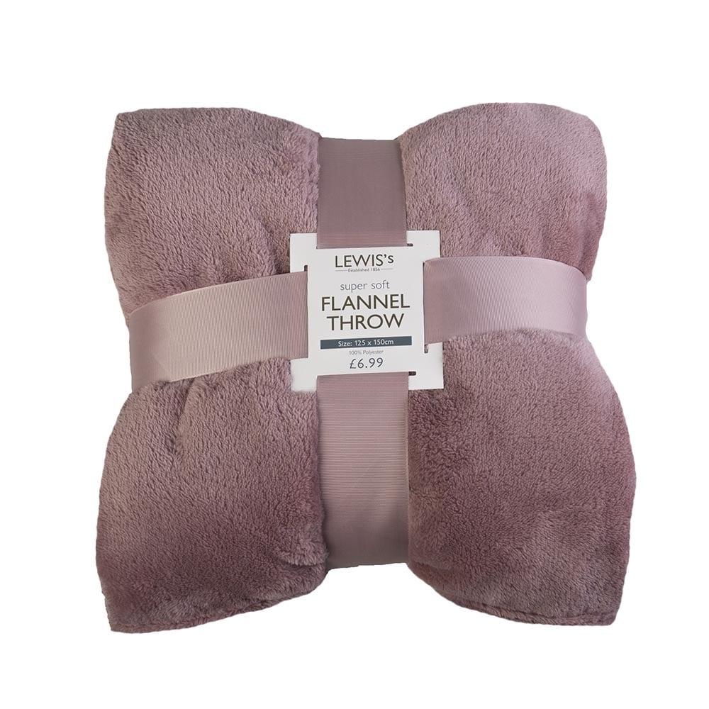 lewis's Plain Super Soft Flannel Throw - Pink