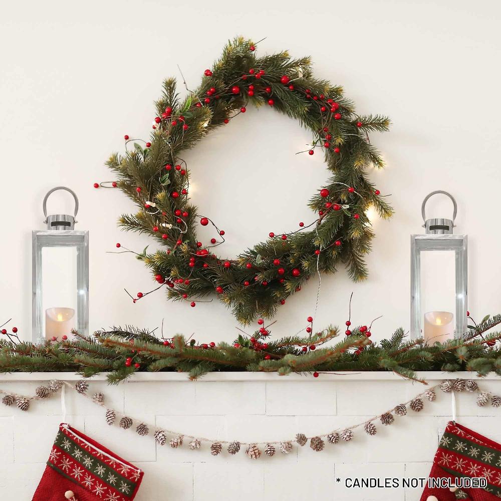 Lewis's Lewis's Rectangular Lanterns Candle Holders Set Of 2 Medium- 13x12x32cm