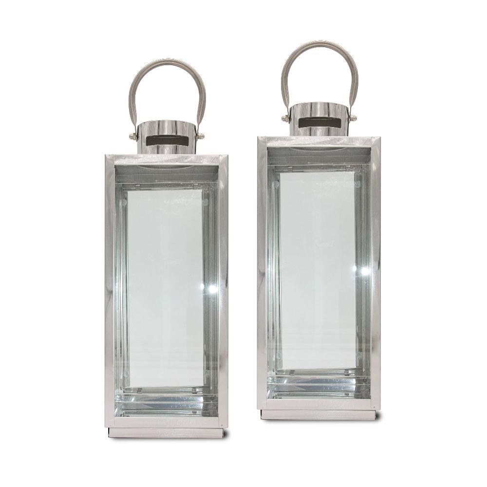 lewis's Lewis's Rectangular Lanterns Candle Holders Set of 2 Medium- 13x12x32cm
