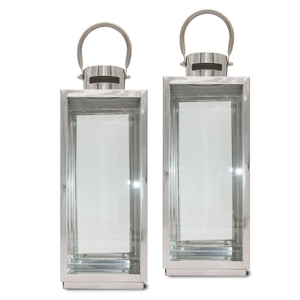 lewis's Lewis's Rectangular Lanterns Candle Holders Set of 2 Large- 17x16x41cm