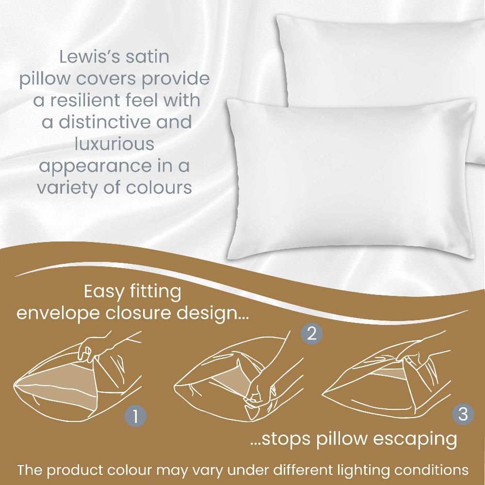 Lewis's Satin Feel 2 Pack Pillowcases