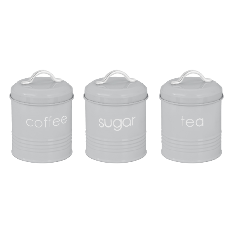 lewis's Set of 3 Metal Canisters- Grey