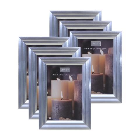 lewis's Lewis's Simple Photo Frames Pack of 6 - 4" X 6" -A6 Size - Silver