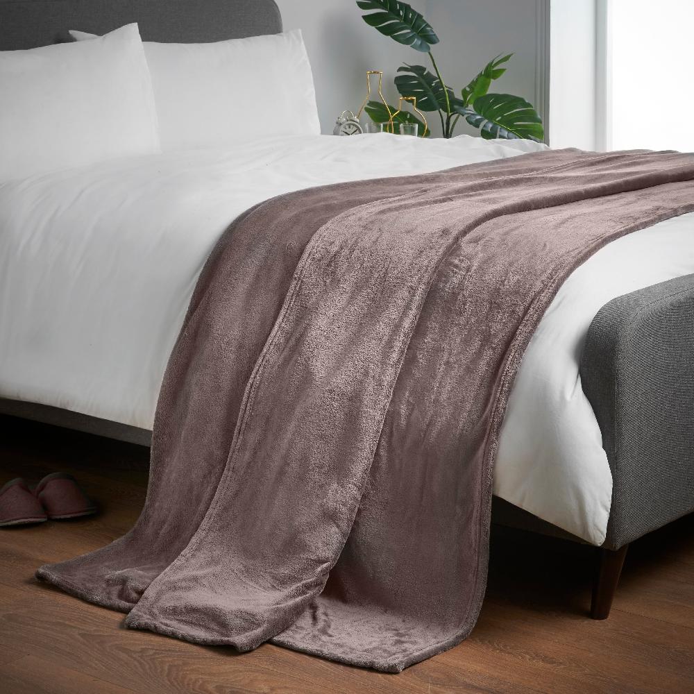 Lewis's Super Soft Flannel Throw - Mocha