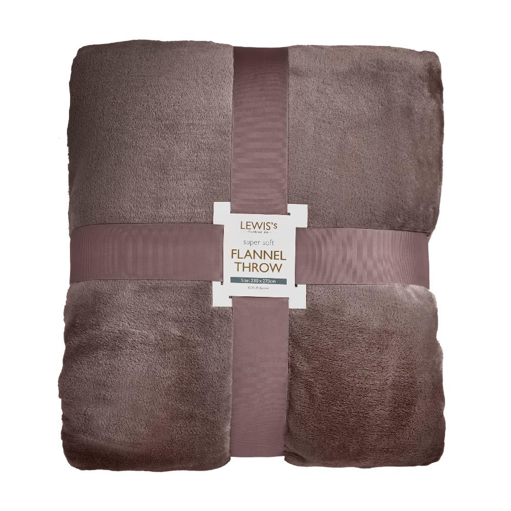 lewis's Super Soft Flannel Throw - Mocha