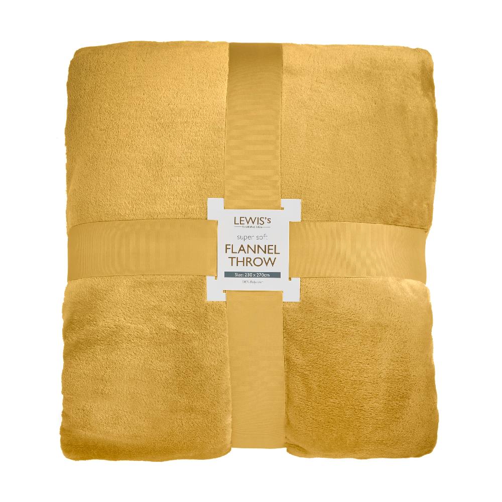 lewis's Super Soft Flannel Throw - Mustard