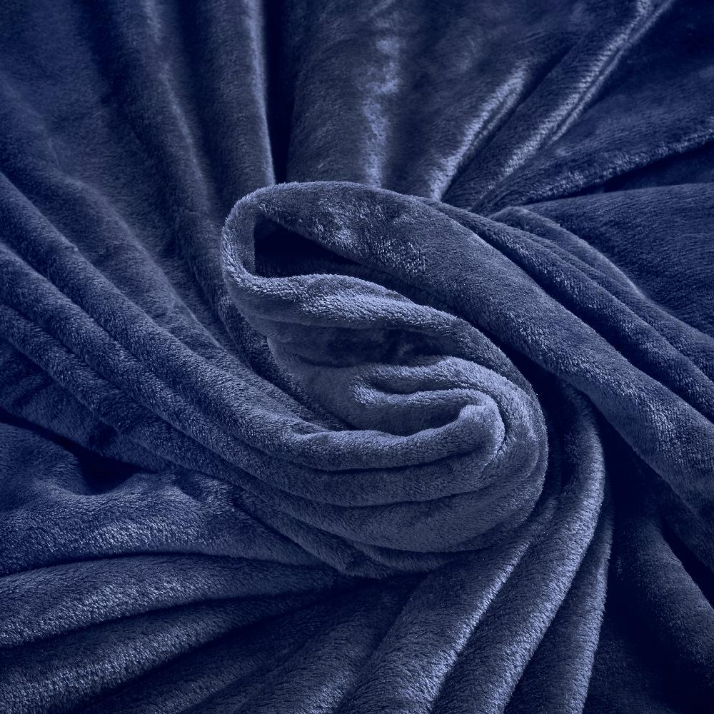 Lewis's Super Soft Flannel Throw - Navy