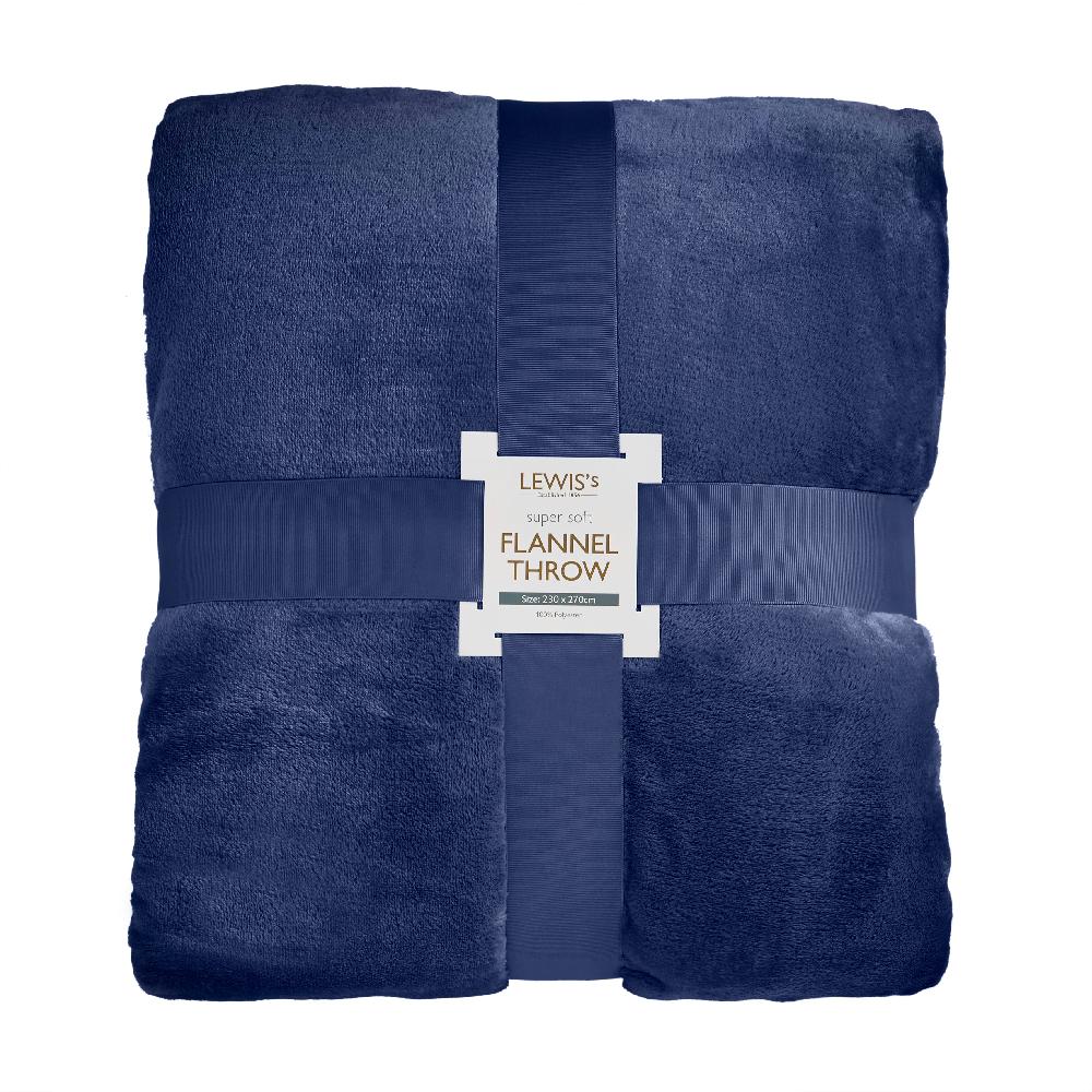 lewis's Super Soft Flannel Throw - Navy