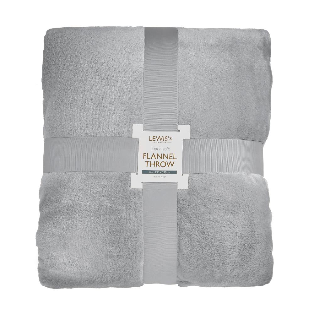 lewis's Super Soft Flannel Throw - Silver