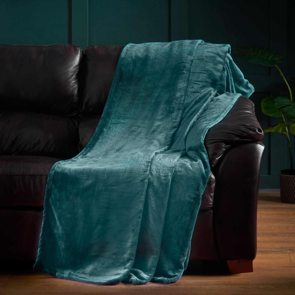 Lewis's Super Soft Flannel Throw - Teal