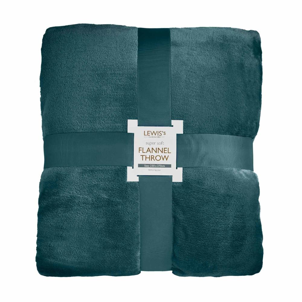 lewis's Super Soft Flannel Throw - Teal