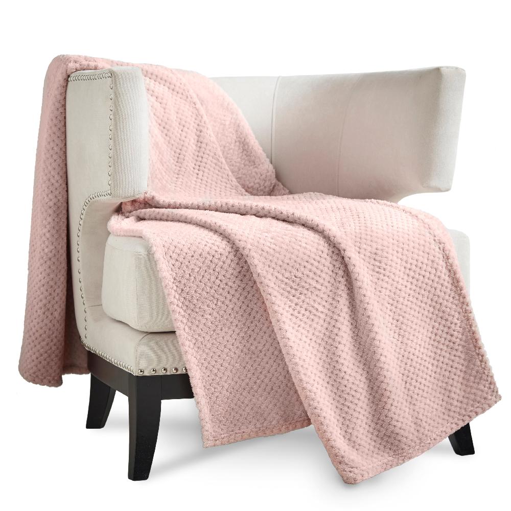 Lewis's Super Soft Waffle Throw - Blush