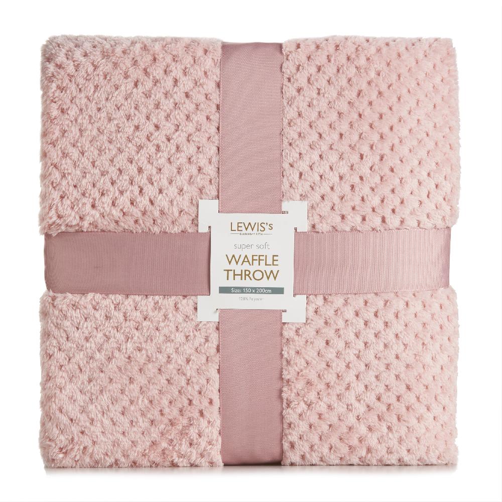 lewis's Super Soft Waffle Throw - Blush