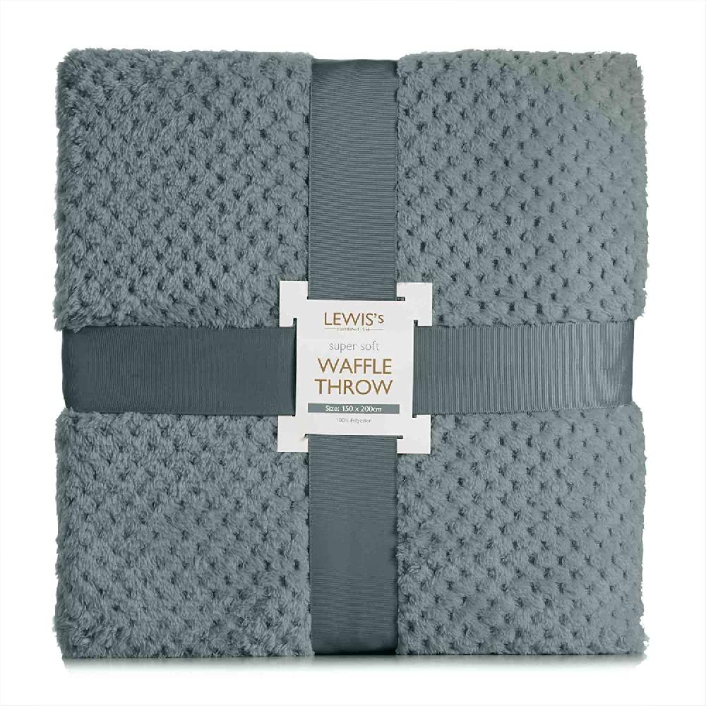 lewis's Super Soft Waffle Throw - Charcoal