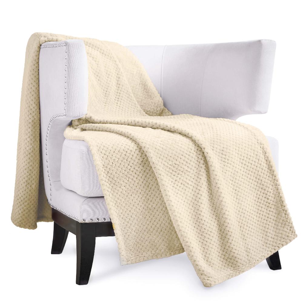 Lewis's Super Soft Waffle Throw - Cream