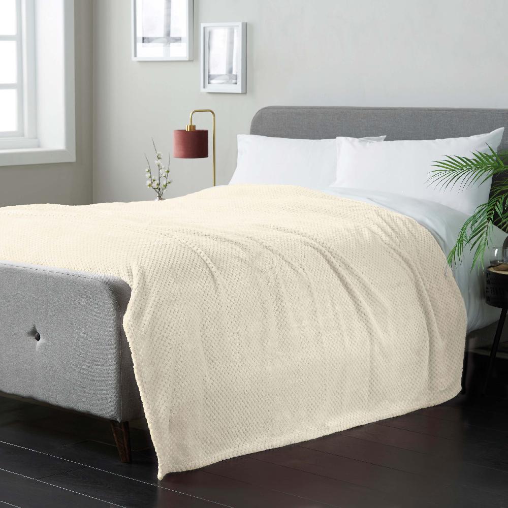 Lewis's Super Soft Waffle Throw - Cream