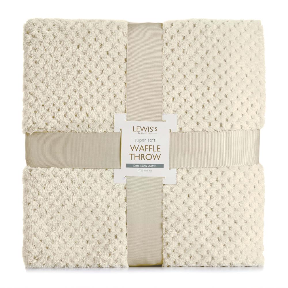 lewis's Super Soft Waffle Throw - Cream