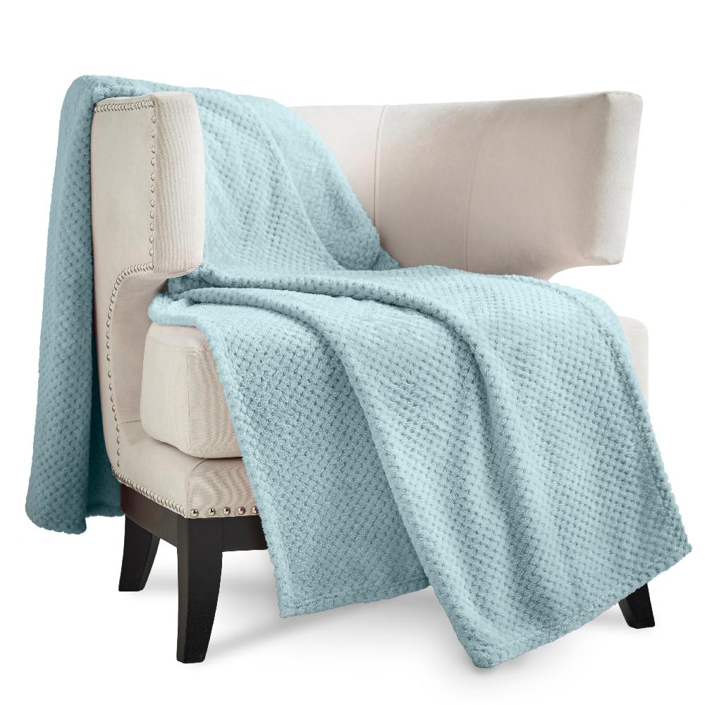 Lewis's Super Soft Waffle Throw - Duck Egg