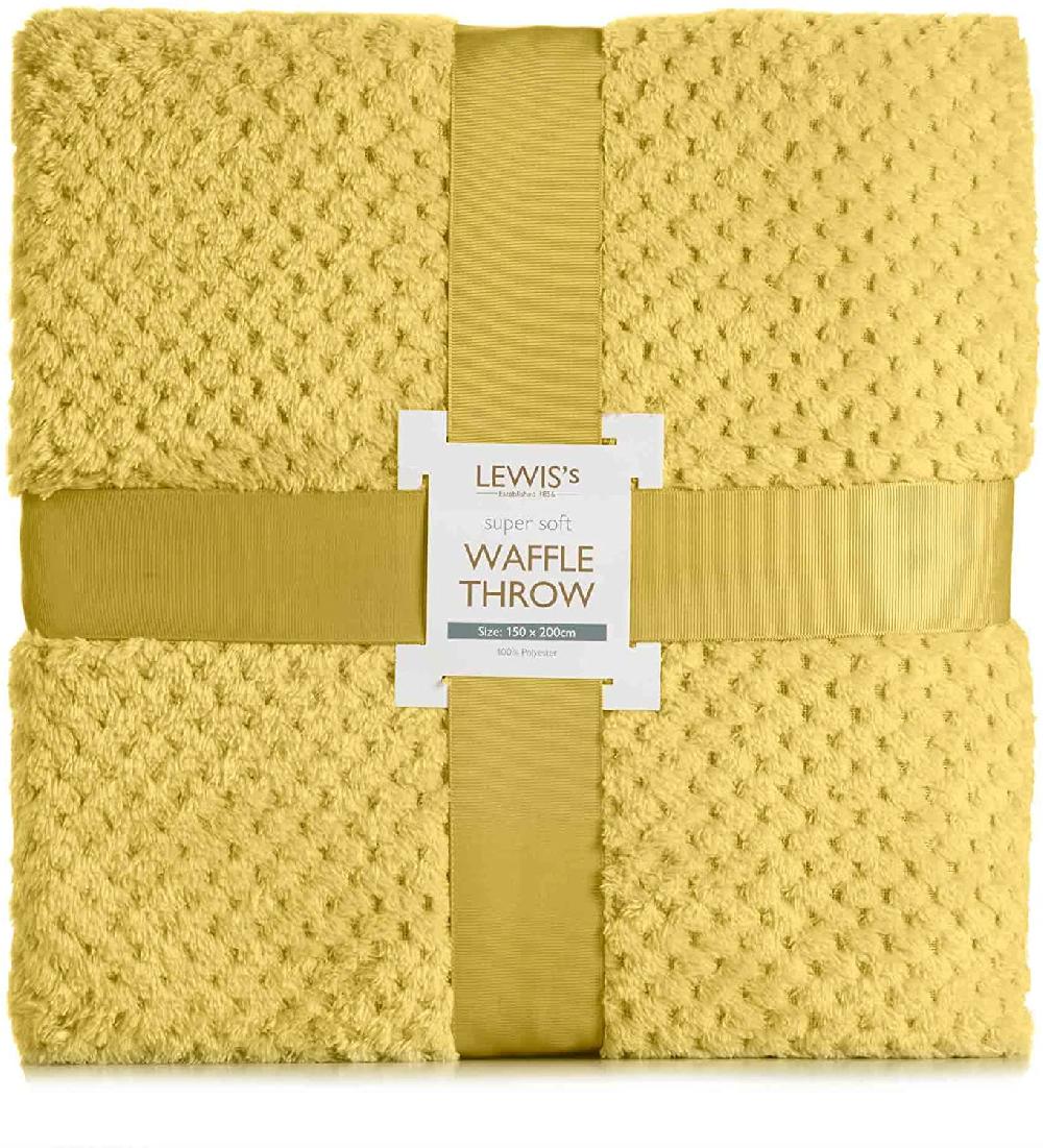 lewis's Super Soft Waffle Throw - Ochre
