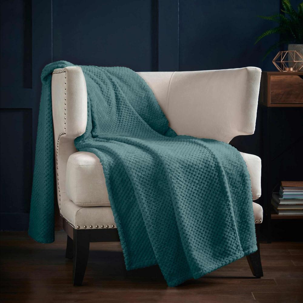 Lewis's Super Soft Waffle Throw - Teal