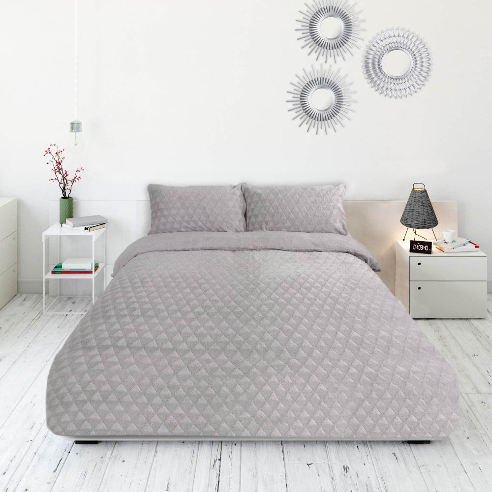 lewis's Teddy Geo Embossed Duvet Set - Silver