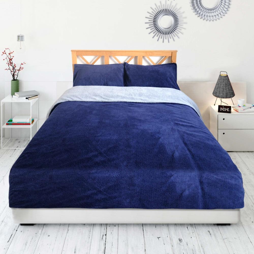 lewis's Teddy Reversible Duvet Set - Navy/Grey