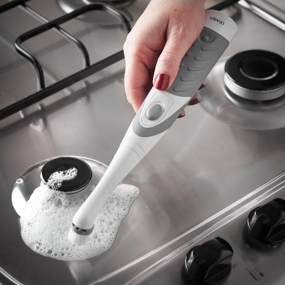 Lewis's LEWIS'S Turboscrub Brush – Cleaning Products – Scrubbing Brush Electric Cleaning Brush Scrubber Bottle Brush Power Scrubber Long Brush Spin Scrubber Electric Scrubbing Brush