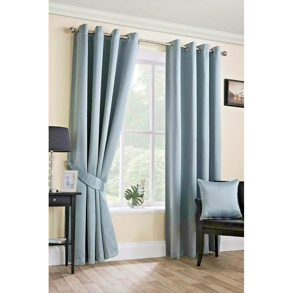 lewis's Twilight Blackout Eyelet Curtains - Duck Egg