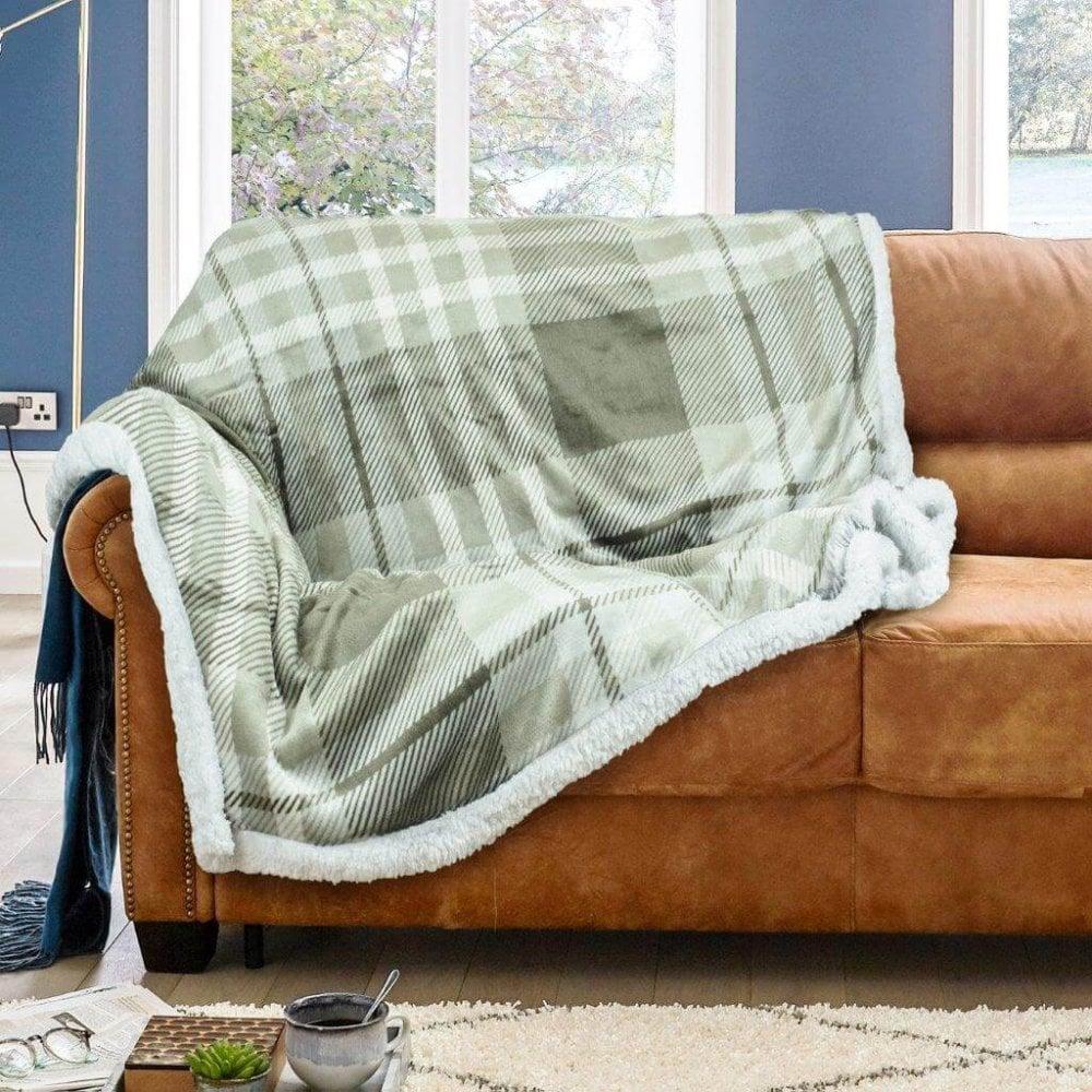 lewis's Whiltshire Flannel Check Throw - Natural