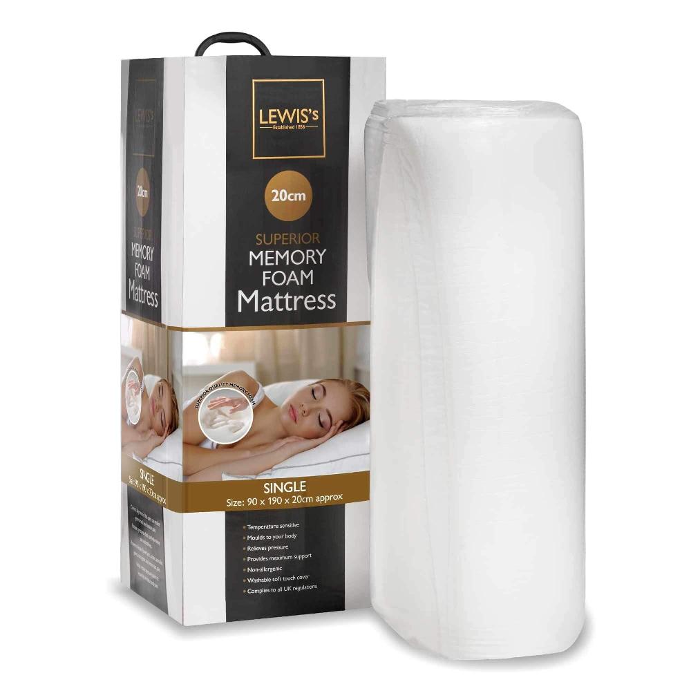 lewis's Memory Foam Mattress 20cm Deep Non-Allergenic