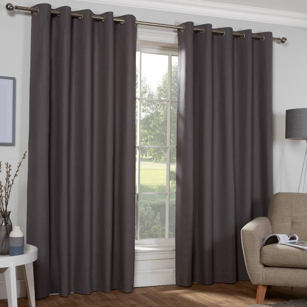 lewis's Naples Pure Cotton Eyelet Curtains - Charcoal