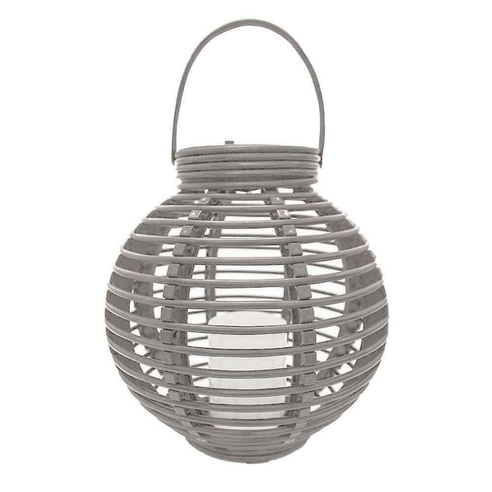 lewis's Silver & Stone Roma Solar Rattan Table Lantern - Grey