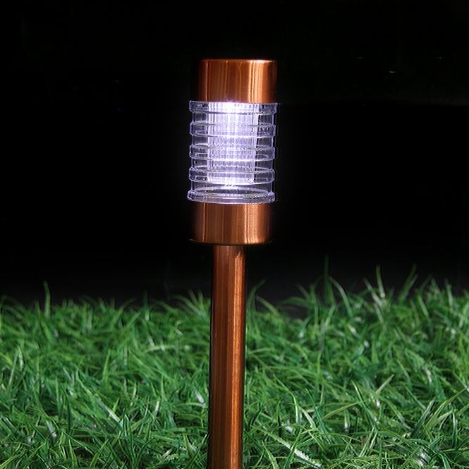 Lewis's Silver & Stone Solar Powered Bronze Copper Post Lights Pack Of 6 With White LEDs