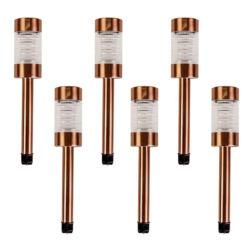 lewis's Silver & Stone Solar Powered Bronze Copper Post Lights Pack of 6 with Colour Changing LEDs