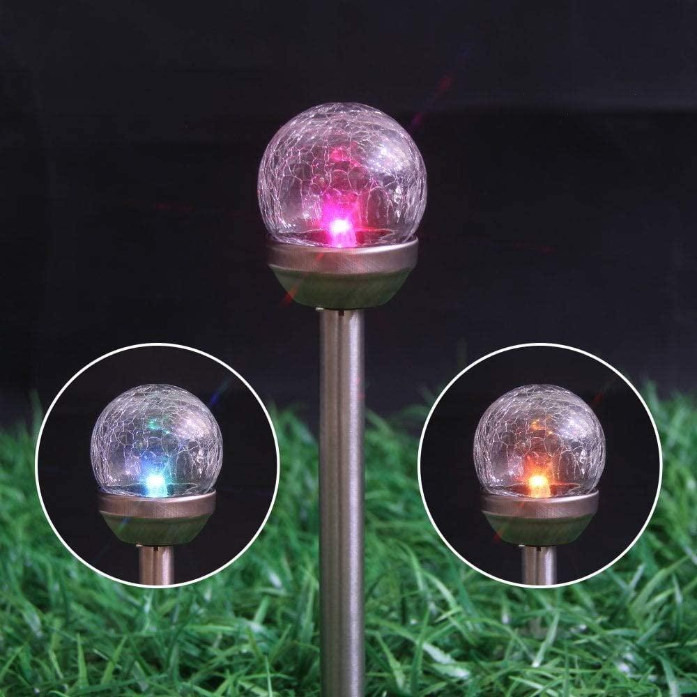Lewis's Silver & Stone Solar Powered Crackle Ball Stakes Pack Of 6 Colour Changing