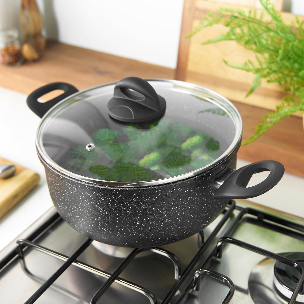 Lewis's Sovereign Stone 24cm Scratch Resistant Easy Clean Non Stick Stockpot & Lid